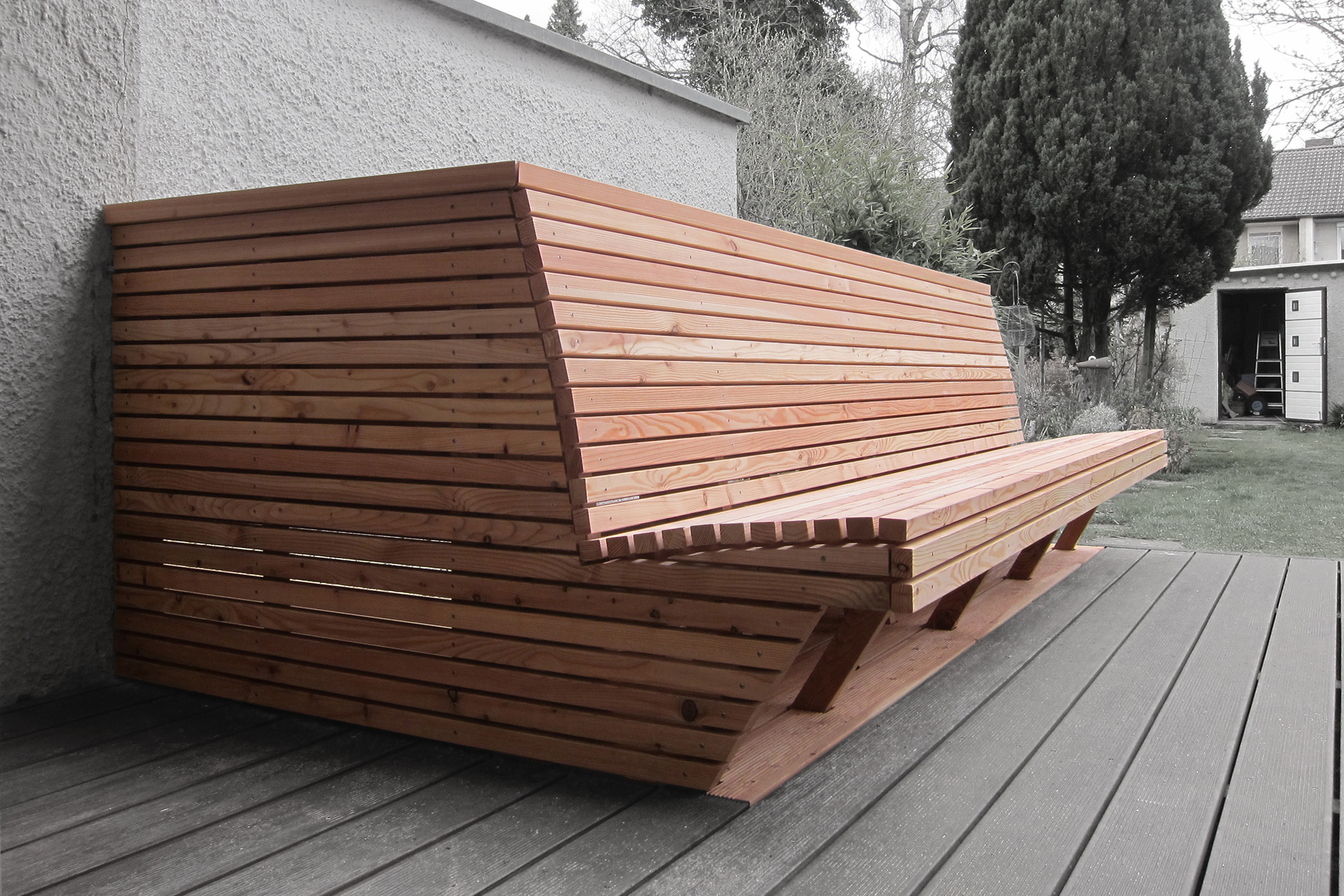 Sitzbank und Geländer - Lärche - Atelier Ralf Erben - Bauwerke aus Holz
