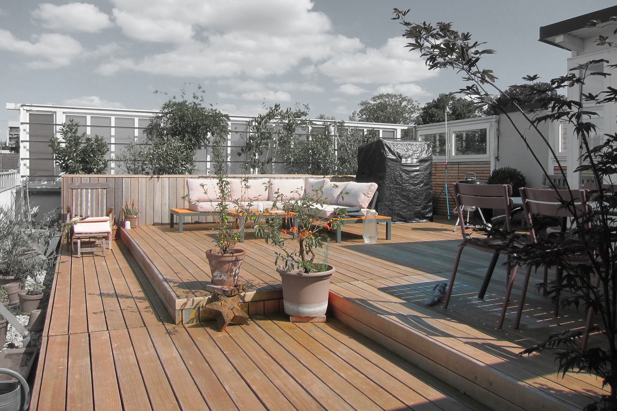 Dachterrasse mit Hochbeet - Lärche - Atelier Ralf Erben - Bauwerke aus Holz