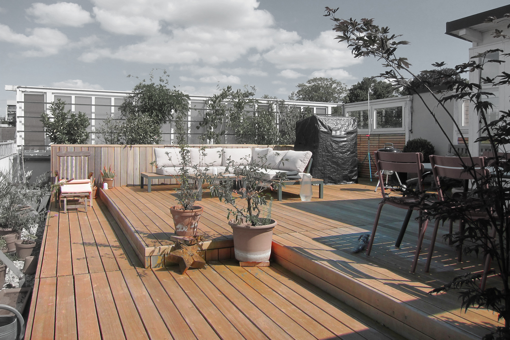 Dachterrasse mit Hochbeet - Lärche - Atelier Ralf Erben - Bauwerke aus Holz